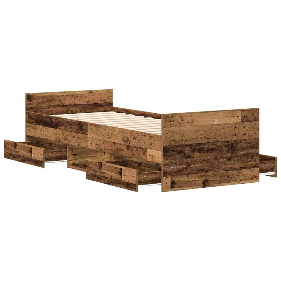 Cadre de lit sans matelas vieux bois 90x190 cm bois ingénierie - 5