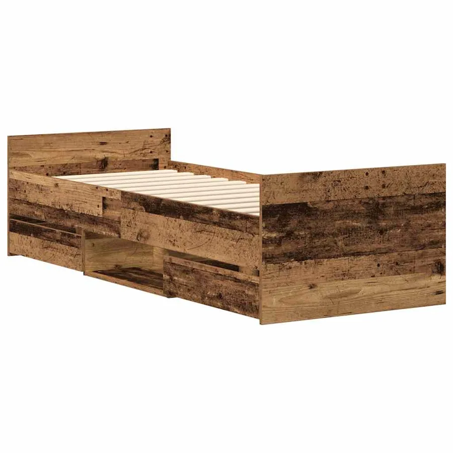 Cadre de lit sans matelas vieux bois 90x190 cm bois ingénierie - 8