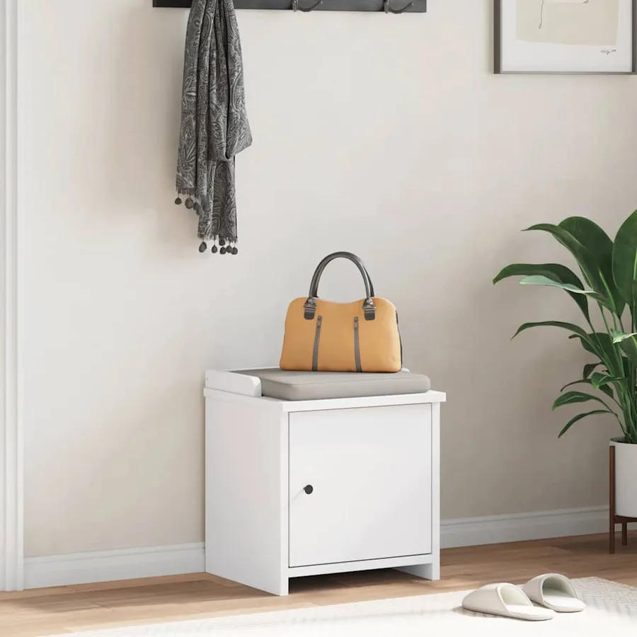 Banc de couloir SANDNES blanc 45x40x50 cm bois de pin massif - 3