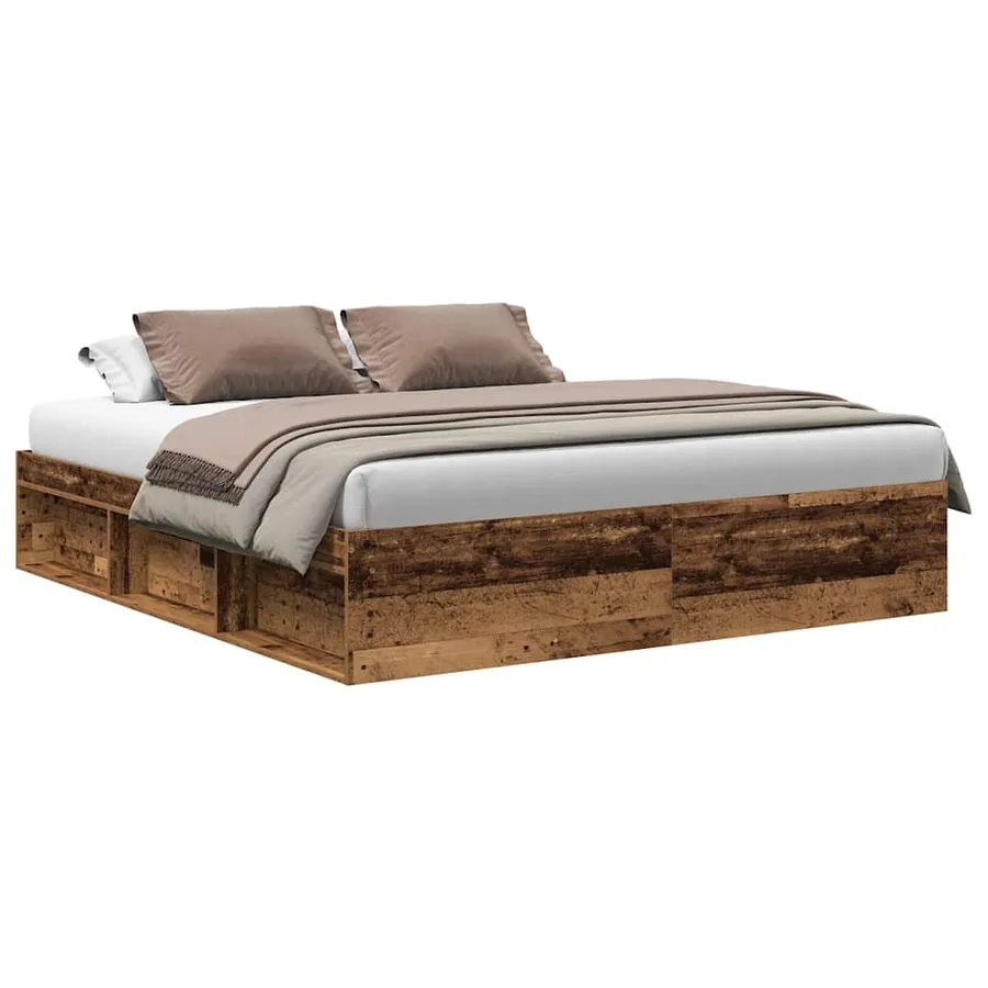 Cadre de lit sans matelas vieux bois 200x200 cm bois ingénierie - 2