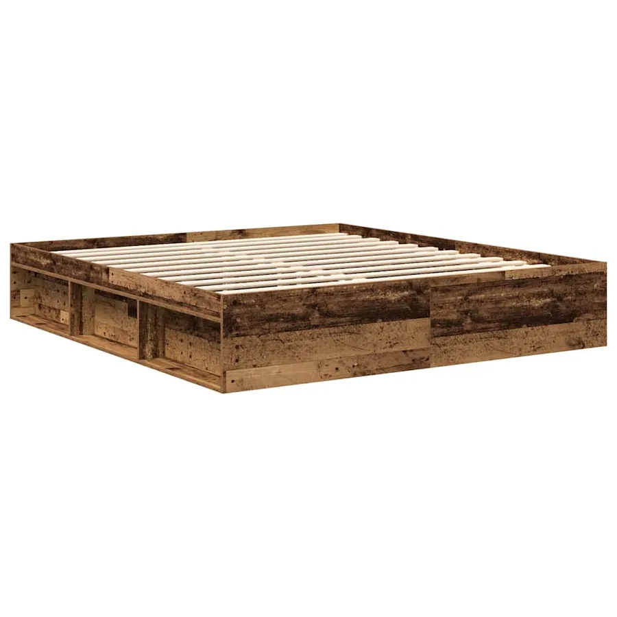 Cadre de lit sans matelas vieux bois 200x200 cm bois ingénierie - 4