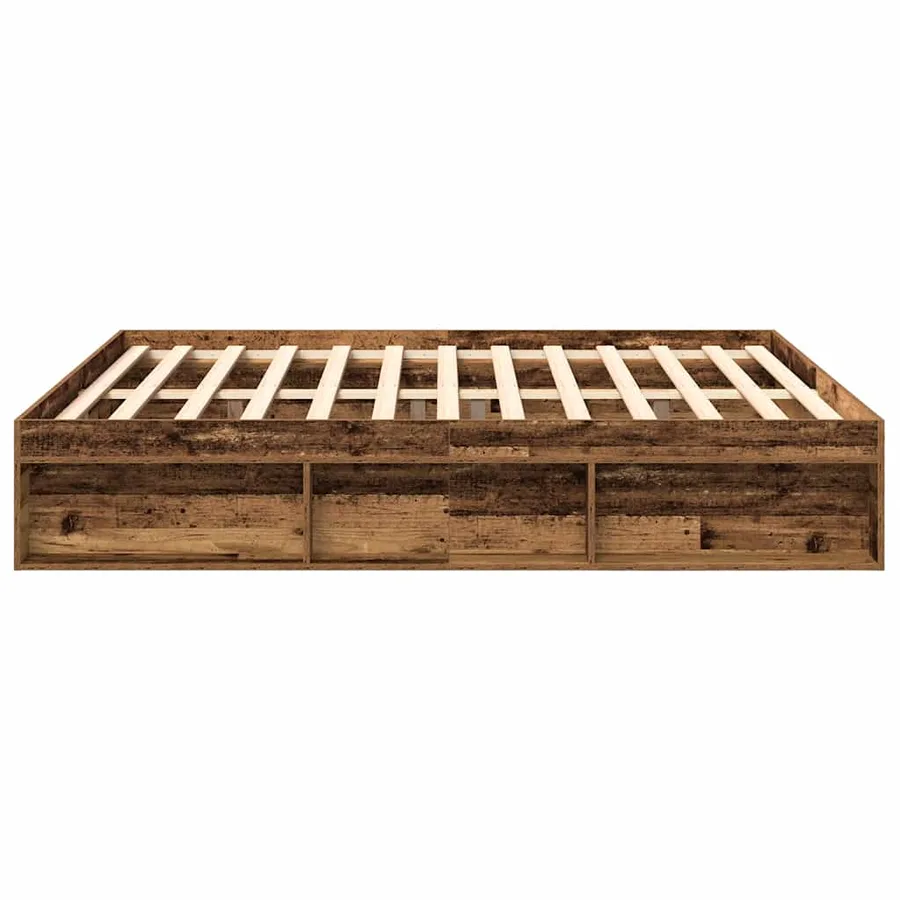 Cadre de lit sans matelas vieux bois 200x200 cm bois ingénierie - 6