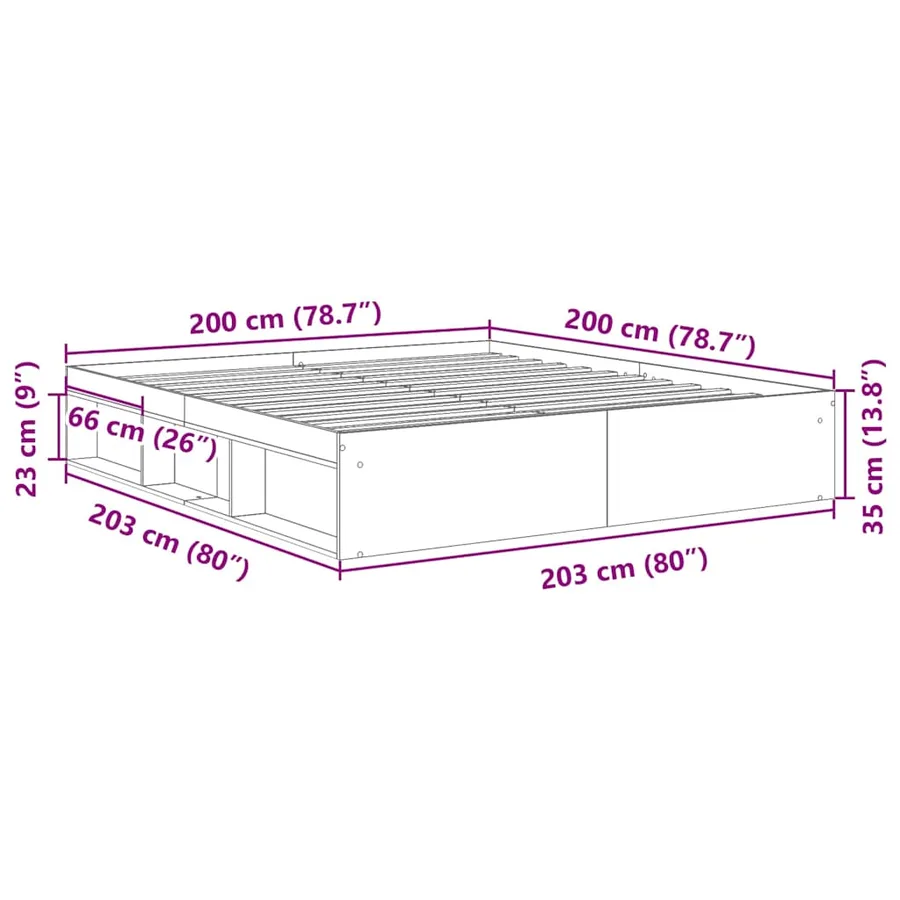 Cadre de lit sans matelas vieux bois 200x200 cm bois ingénierie - 9