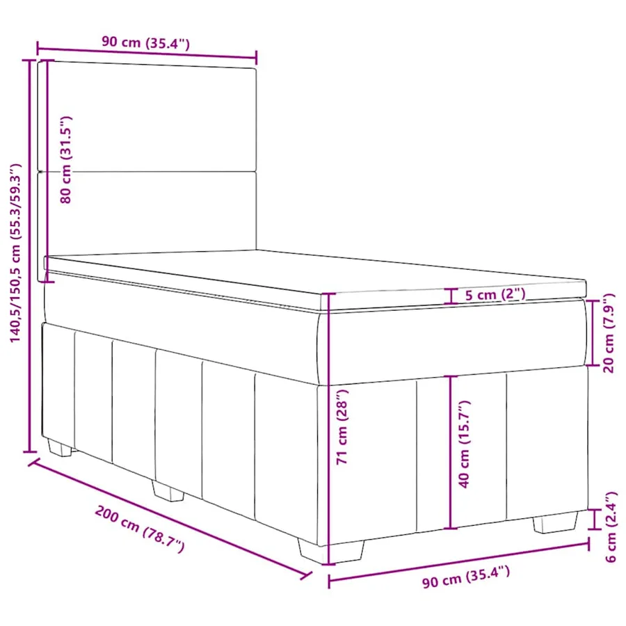 Sommier à lattes de lit avec matelas Marron foncé 90x200 cm - 13