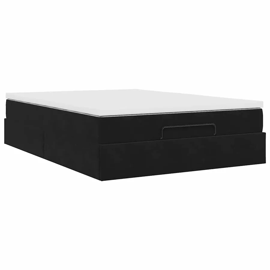 Cadre de lit ottoman avec matelas noir 140x200 cm velours - 10