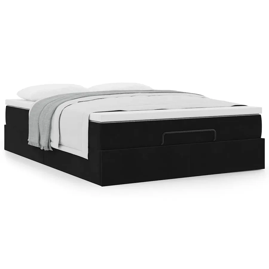 Cadre de lit ottoman avec matelas noir 140x200 cm velours - 4