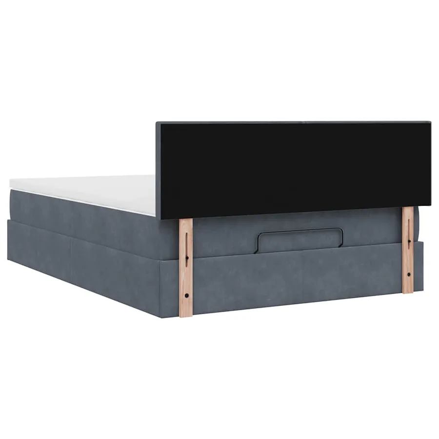 Cadre de lit ottoman avec matelas gris foncé 140x200 cm velours - 9