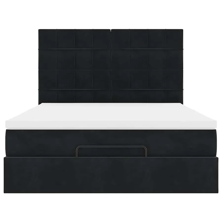 Cadre de lit ottoman avec matelas noir 140x200 cm velours - 8