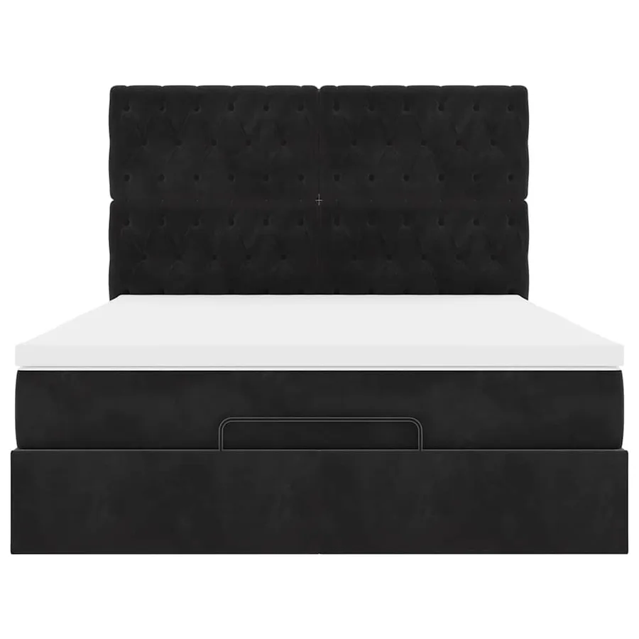 Cadre de lit ottoman avec matelas noir 140x200 cm velours - 7