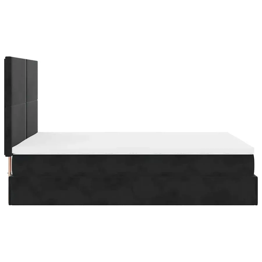 Cadre de lit ottoman avec matelas noir 140x200 cm velours - 9
