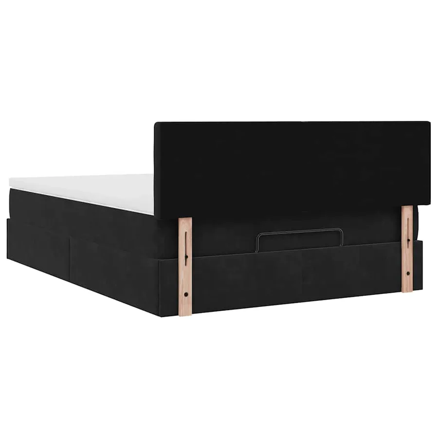 Cadre de lit ottoman avec matelas noir 140x200 cm velours - 12