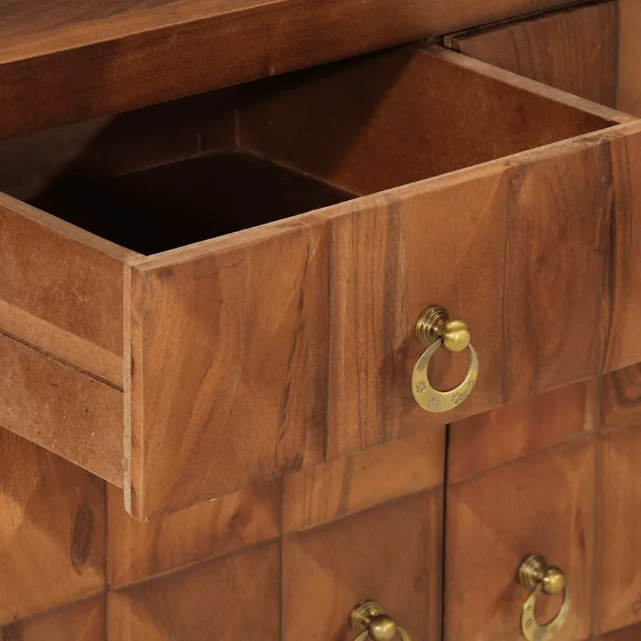 Armoire à tiroirs marron miel 70x35x70 cm bois massif d'acacia - 7