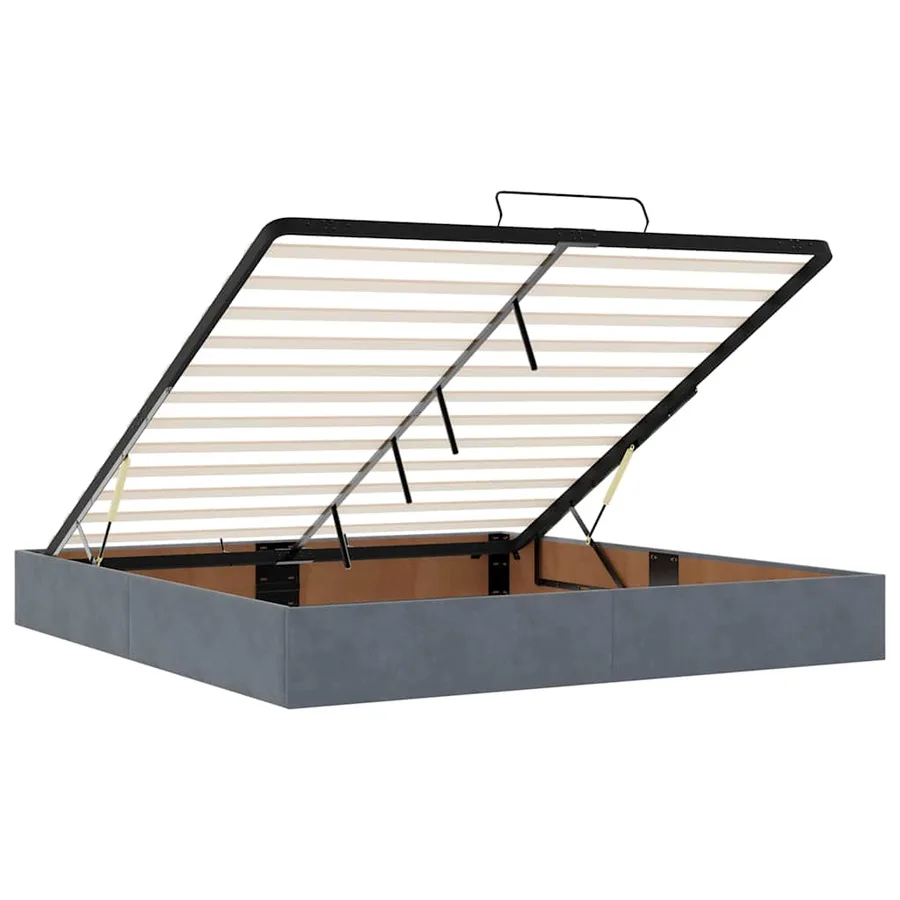 Cadre de lit ottoman avec matelas gris foncé 160x200 cm velours - 10