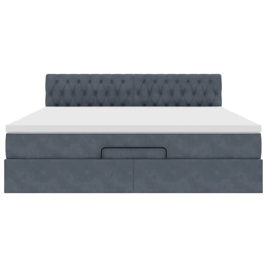 Cadre de lit ottoman avec matelas gris foncé 160x200 cm velours - 6