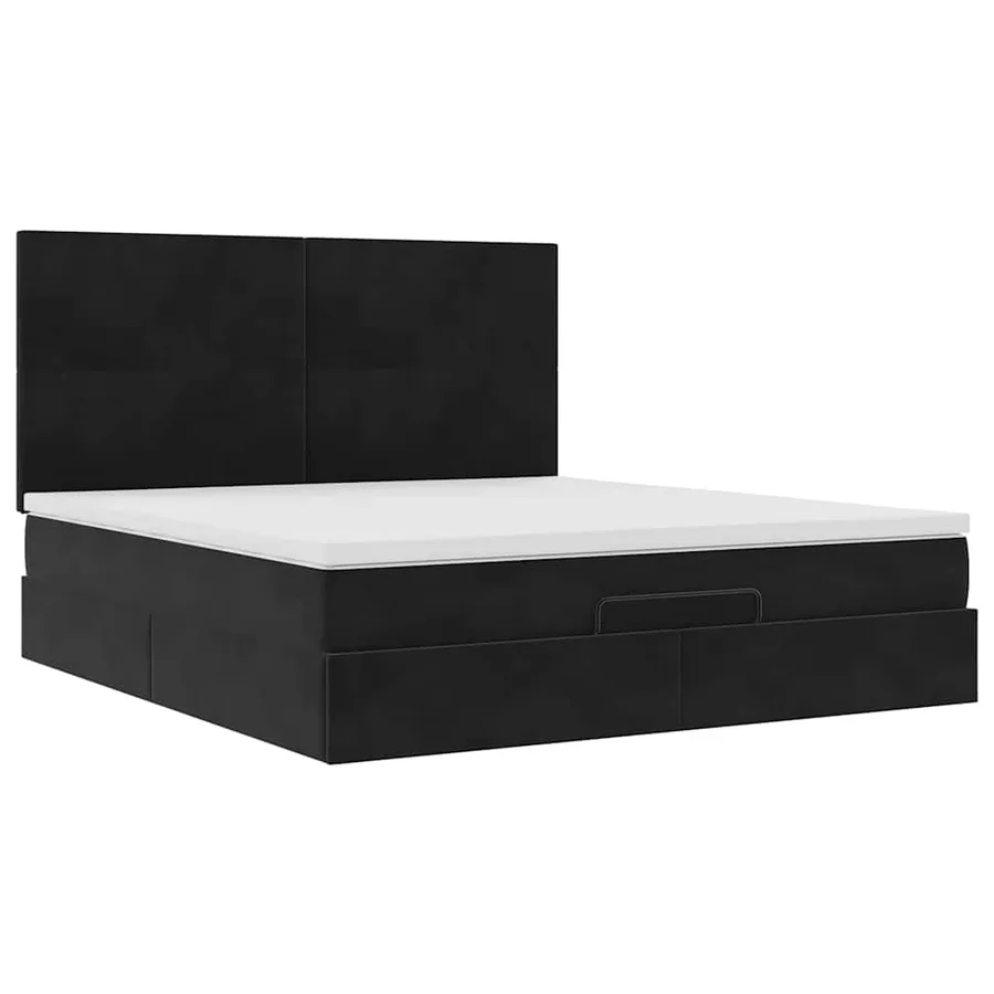 Cadre de lit ottoman avec matelas noir 160x200 cm velours - 6