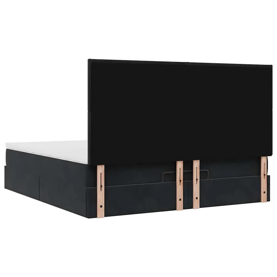 Cadre de lit ottoman avec matelas noir 160x200 cm velours - 9