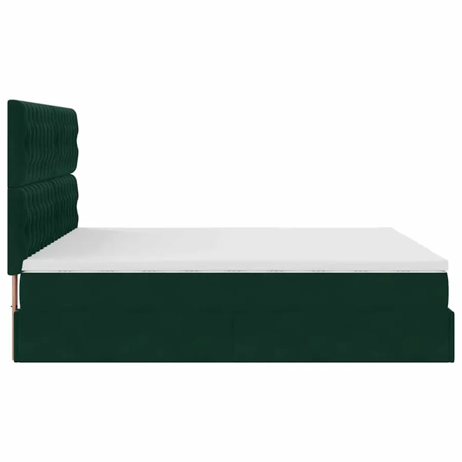 Cadre de lit ottoman avec matelas vert foncé 160x200 cm velours - 8