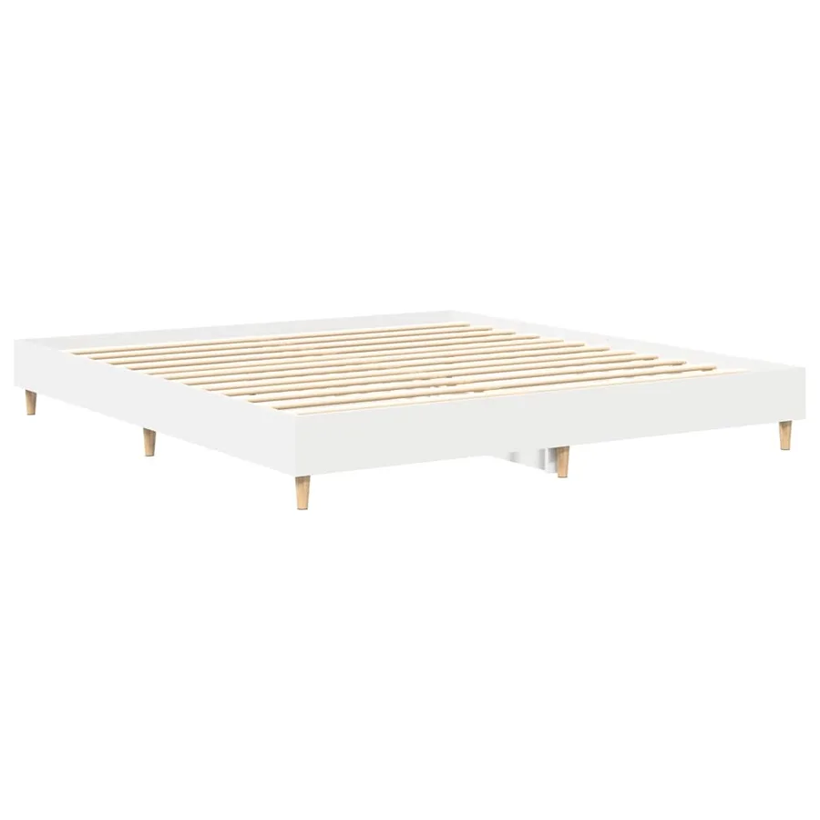Cadre de lit sans matelas blanc 160x200 cm bois d'ingénierie - 4