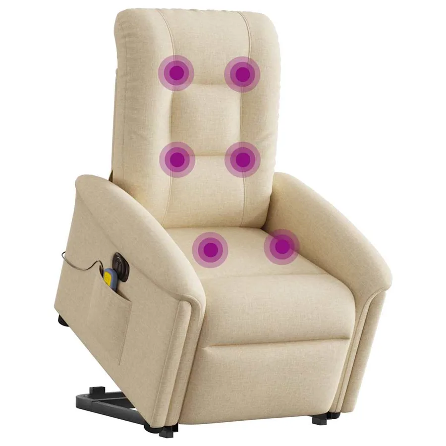 Fauteuil inclinable de massage électrique Crème Tissu - 2