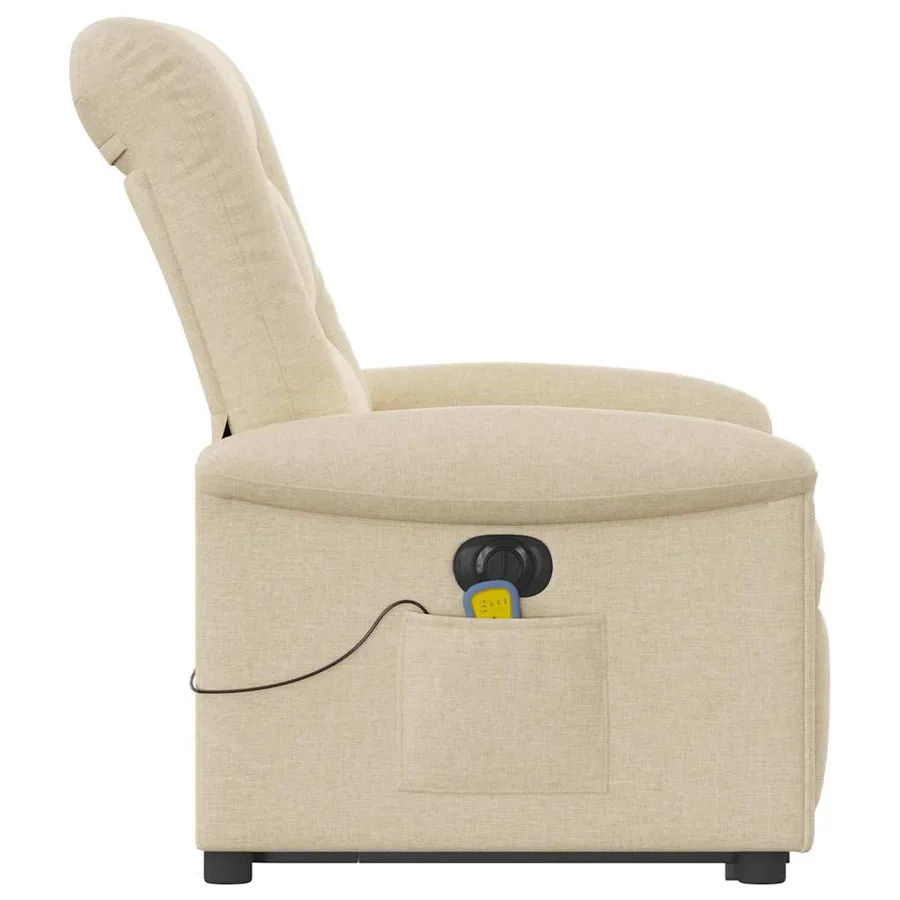 Fauteuil inclinable de massage électrique Crème Tissu - 6