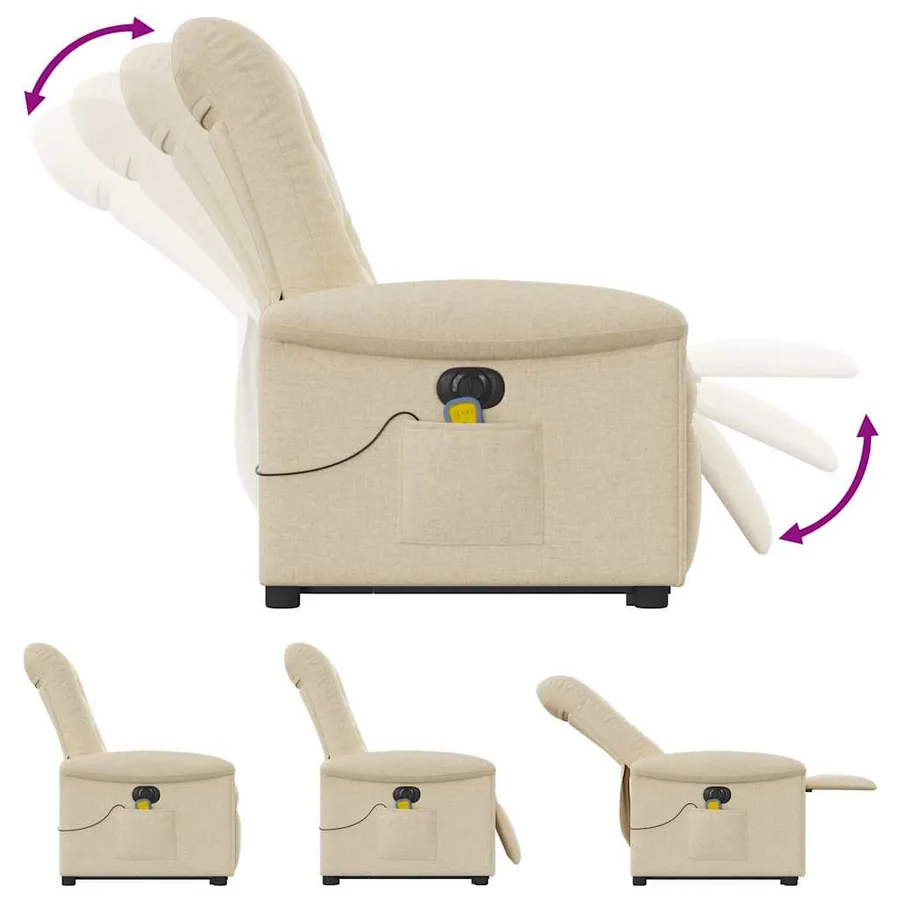 Fauteuil inclinable de massage électrique Crème Tissu - 8