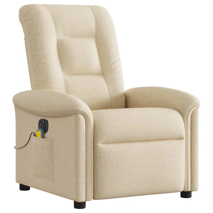 Fauteuil inclinable de massage électrique crème tissu - 4