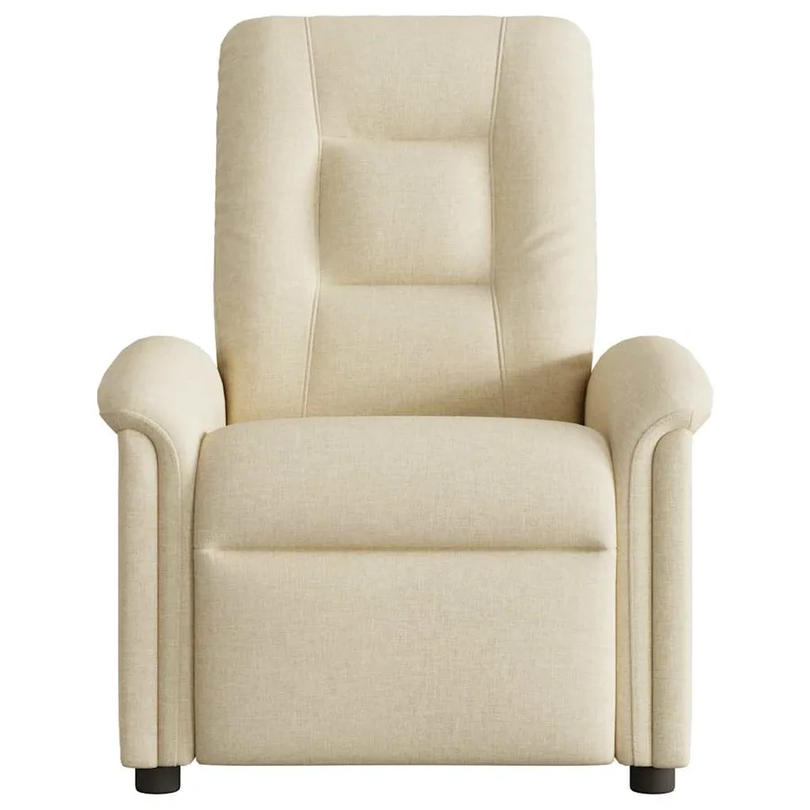 Fauteuil inclinable de massage électrique crème tissu - 5