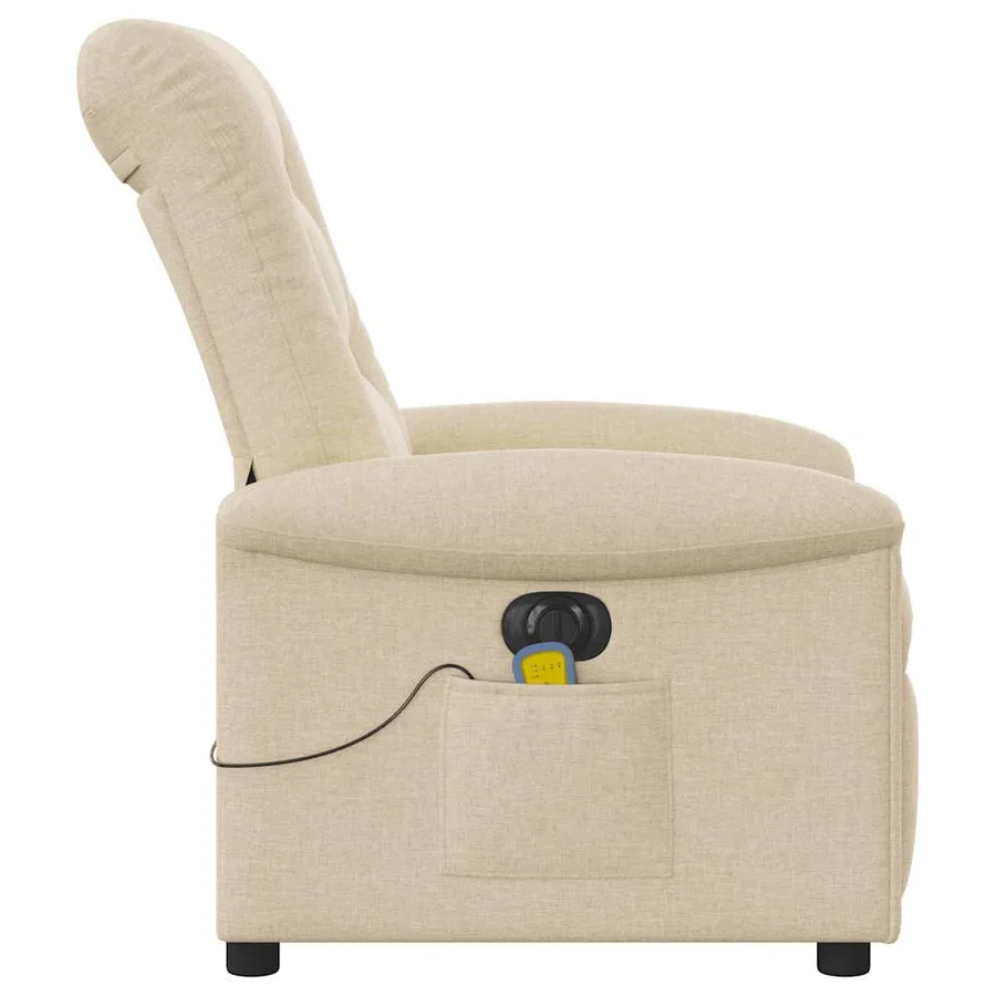 Fauteuil inclinable de massage électrique crème tissu - 6