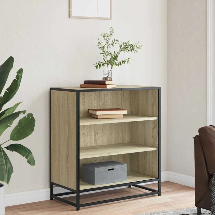 Buffet chêne sonoma 68x35x76 cm bois d'ingénierie et métal - 3