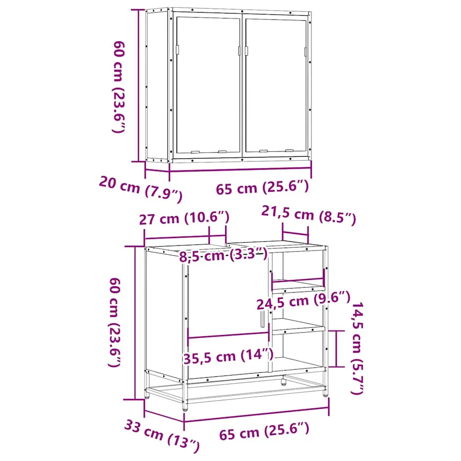 Ensemble de meubles de salle de bain 2 pcs Sonoma gris - 11