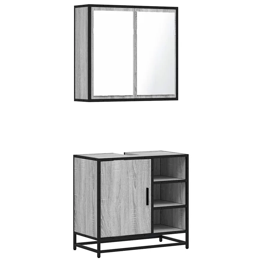 Ensemble de meubles de salle de bain 2 pcs Sonoma gris - 2