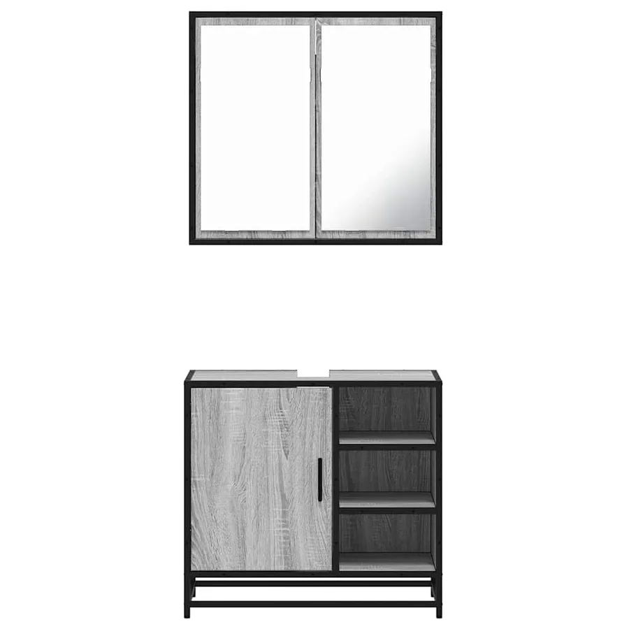 Ensemble de meubles de salle de bain 2 pcs Sonoma gris - 5