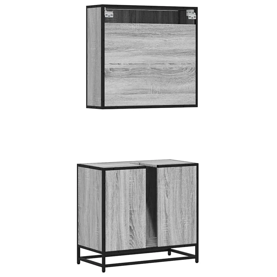 Ensemble de meubles de salle de bain 2 pcs Sonoma gris - 7