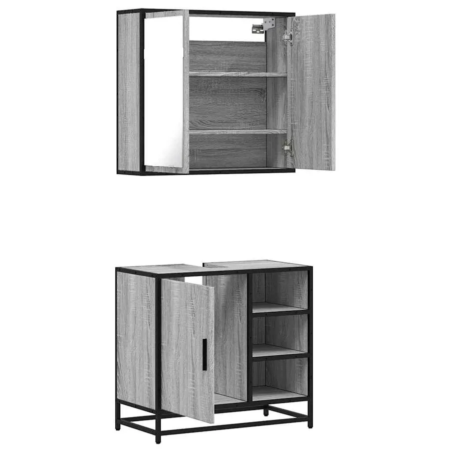 Ensemble de meubles de salle de bain 2 pcs Sonoma gris - 8