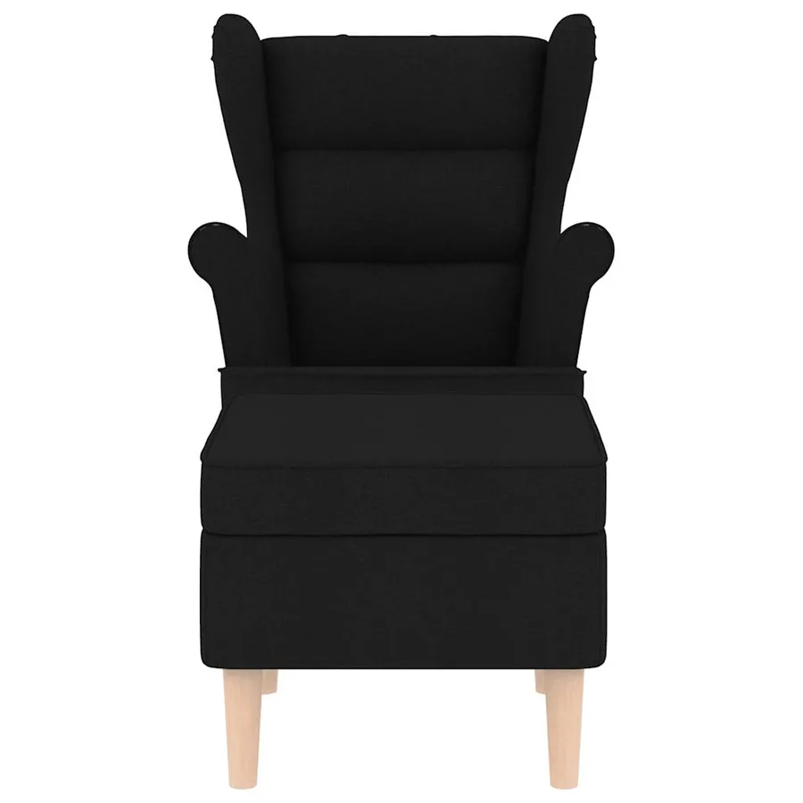 Fauteuil avec repose-pied Noir Tissu - 4