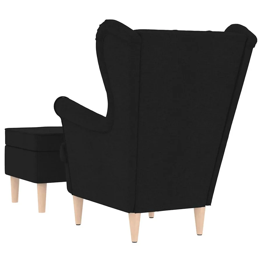 Fauteuil avec repose-pied Noir Tissu - 6