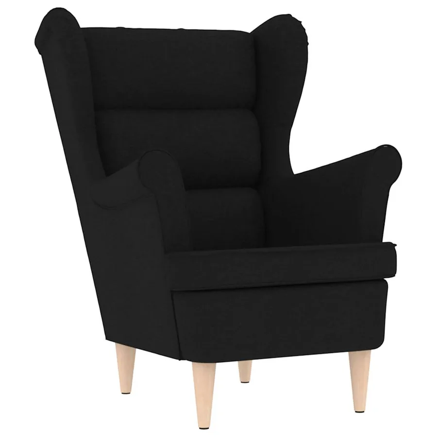 Fauteuil avec repose-pied Noir Tissu - 7