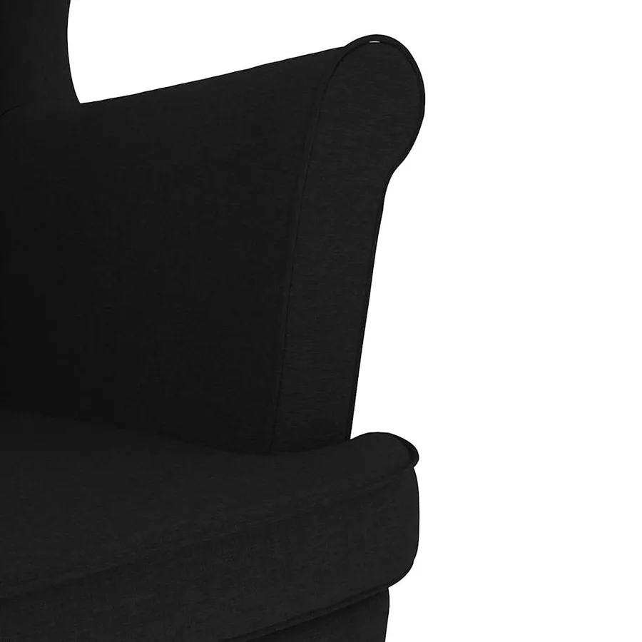 Fauteuil avec repose-pied Noir Tissu - 9
