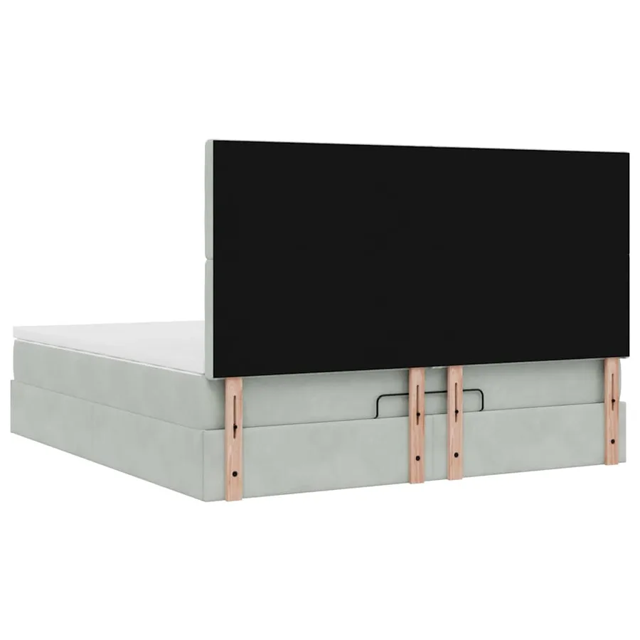 Cadre de lit ottoman et matelas gris clair 160x200cm velours - 9