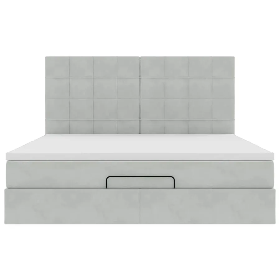 Cadre de lit ottoman et matelas gris clair 160x200cm velours - 8