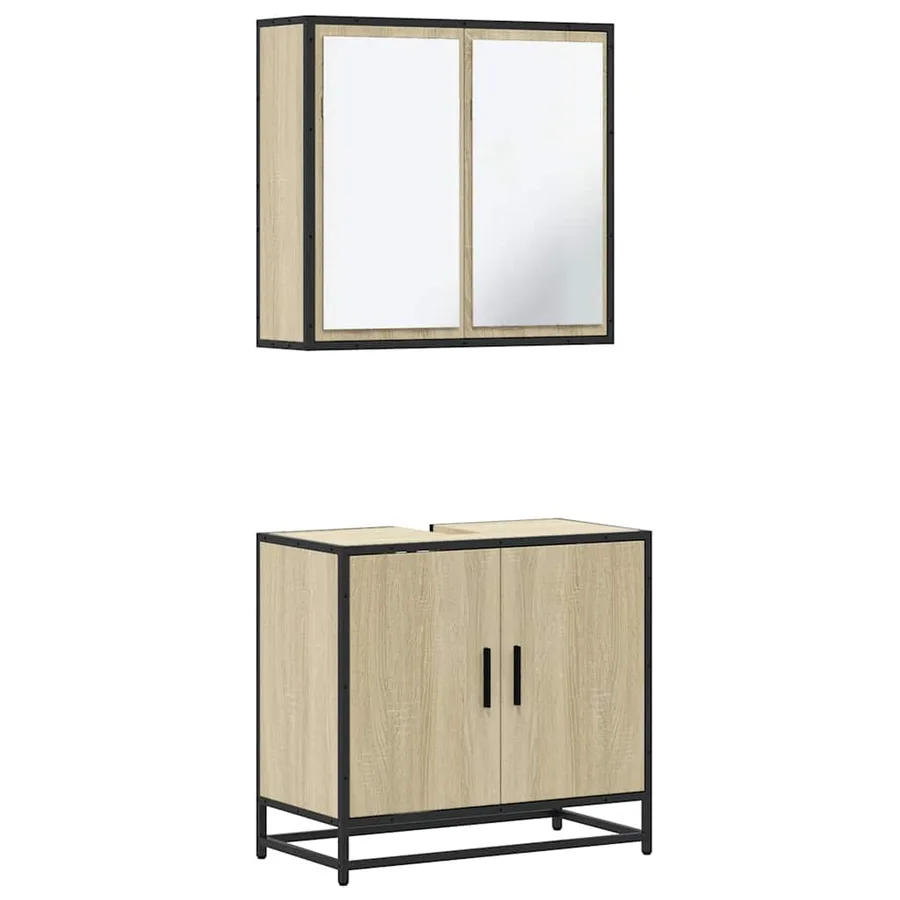 Ensemble de meubles de salle de bain 2 pcs chêne sonoma - 2