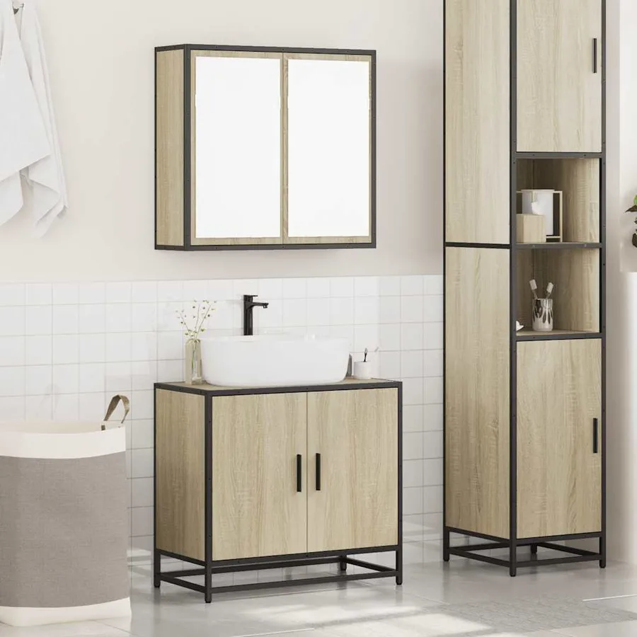 Ensemble de meubles de salle de bain 2 pcs chêne sonoma - 3