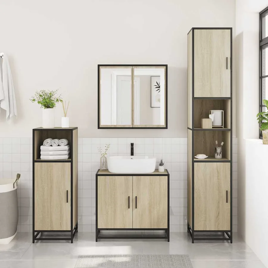 Ensemble de meubles de salle de bain 2 pcs chêne sonoma - 4