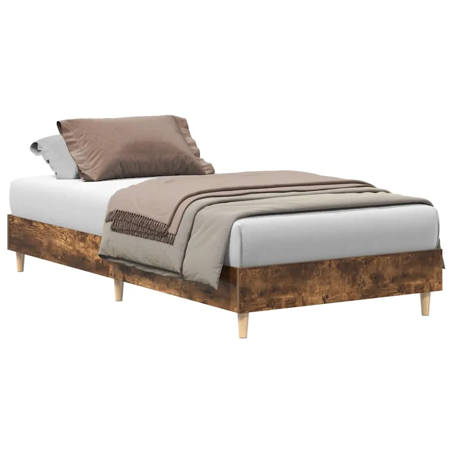 Cadre de lit sans matelas chêne fumé 90x200cm bois d'ingénierie - 2