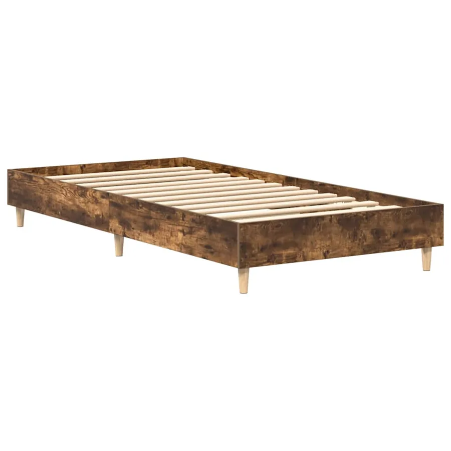 Cadre de lit sans matelas chêne fumé 90x200cm bois d'ingénierie - 4