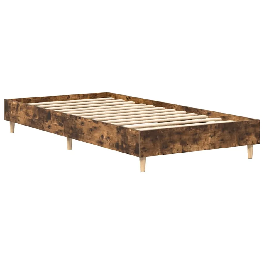 Cadre de lit sans matelas chêne fumé 90x200cm bois d'ingénierie - 7
