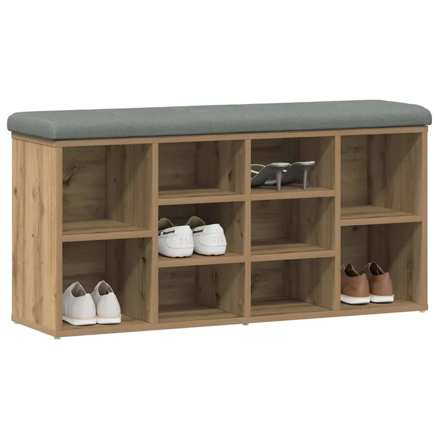 Banc à chaussures chêne artisanal 102x32x50cm bois d'ingénierie - 6