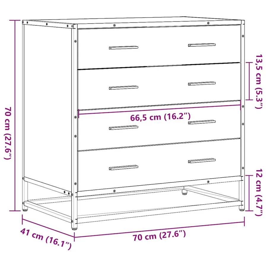 Commode chêne fumé 70x41x70 cm bois d'ingénierie - 10