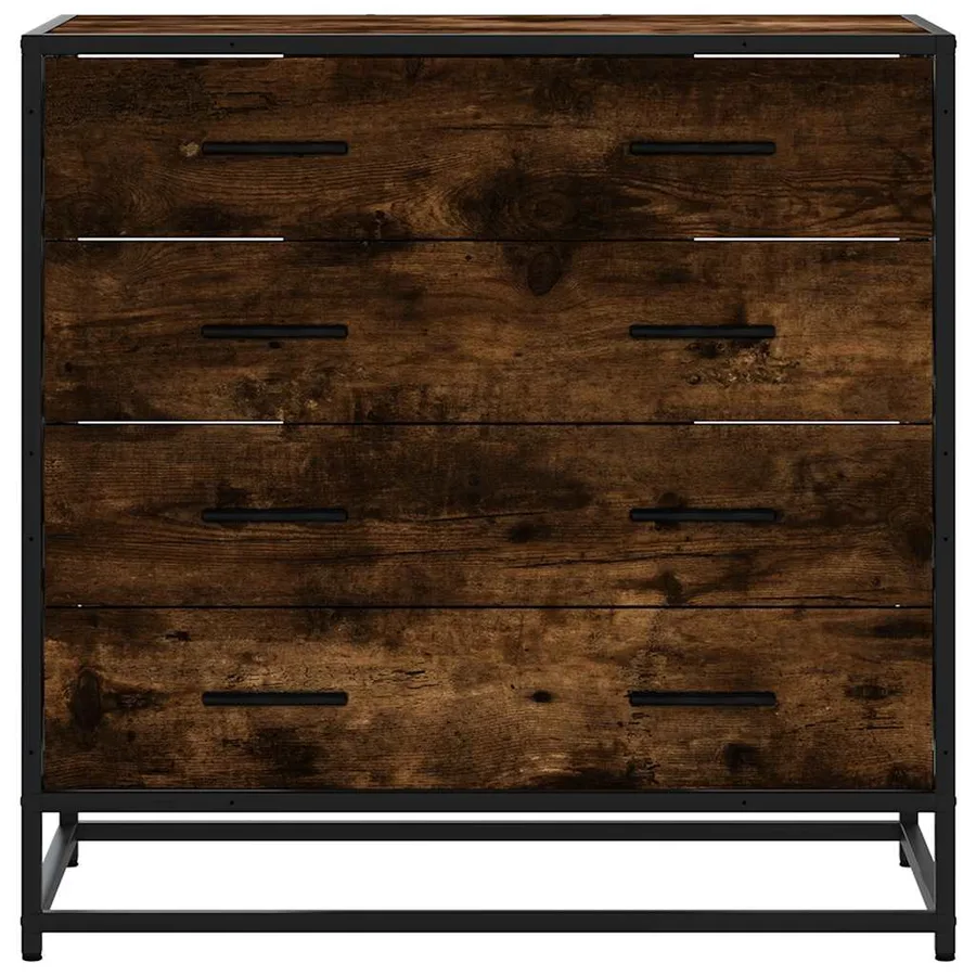 Commode chêne fumé 70x41x70 cm bois d'ingénierie - 4