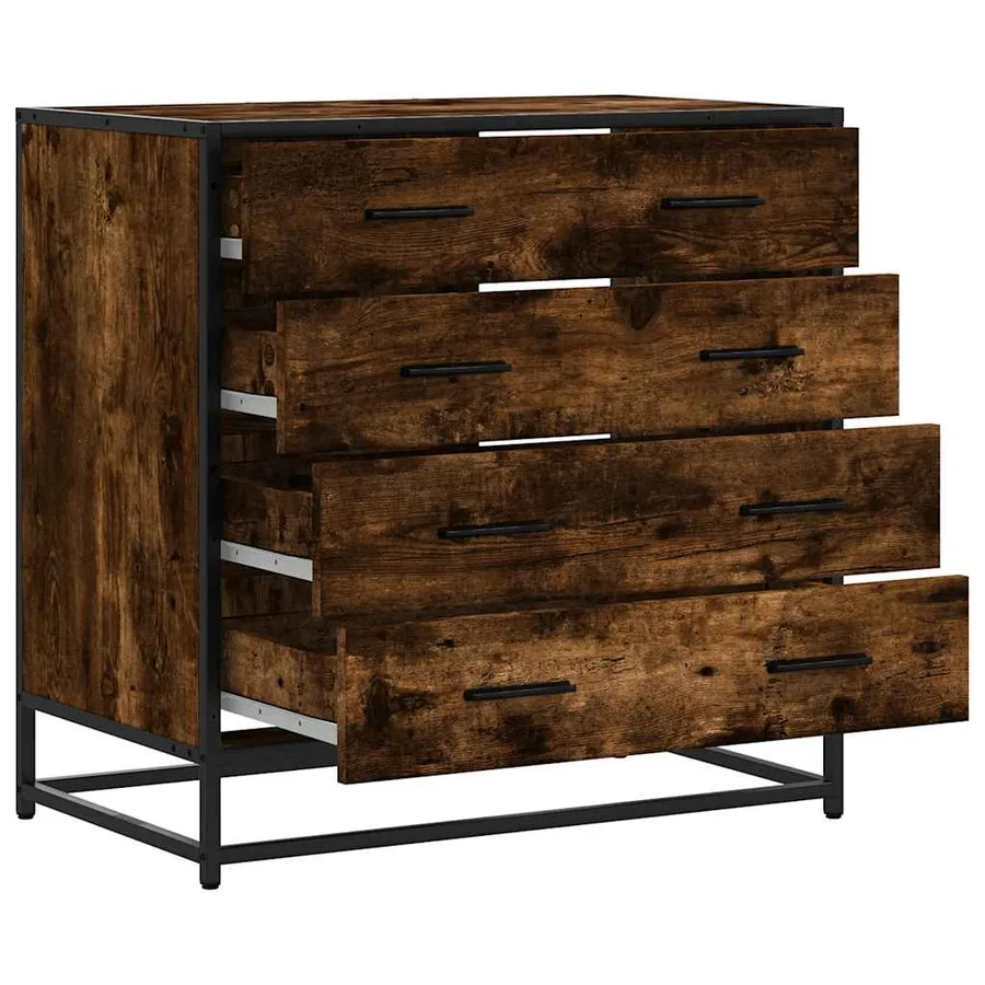 Commode chêne fumé 70x41x70 cm bois d'ingénierie - 5